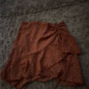 Rust Floral Mini Skirt